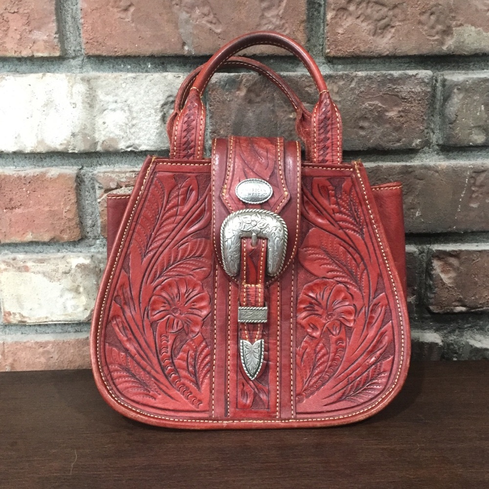 American West Handmade rich red Leather Purse - Picture 7 of 8
